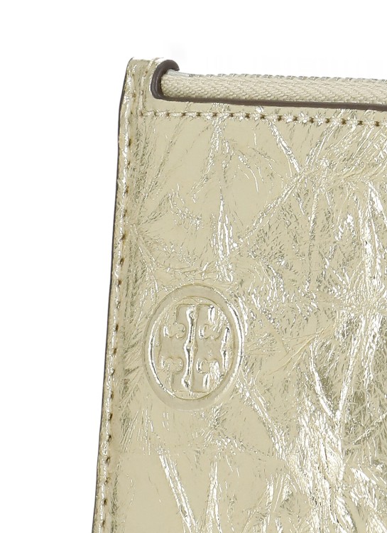 Shop Tory Burch Metallic Leather Card Holder In Gold