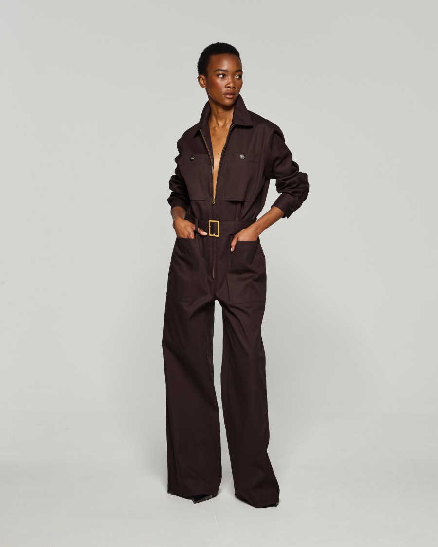 Serena Bute Cargo Jumpsuit - Chocolate Brown In Brown