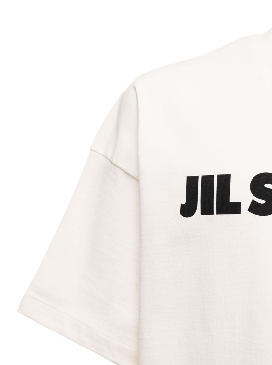 Shop Jil Sander Man 's White Oversize Cotton T-shirt With Logo Print