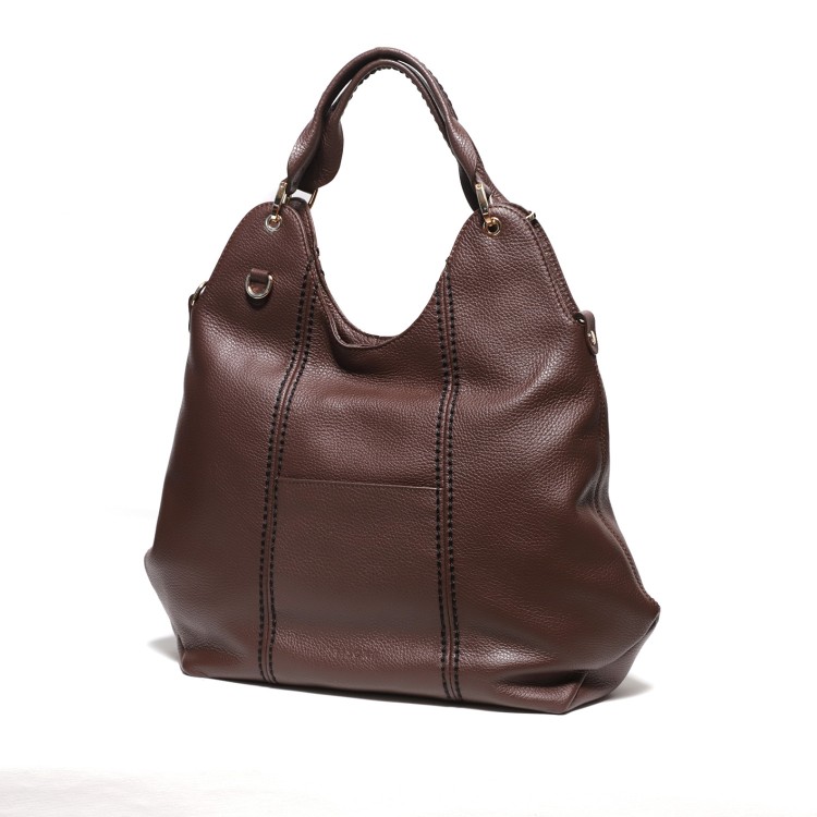 Shop Plinio Visona' Bag In Soft Coffee-colored Leather In Black
