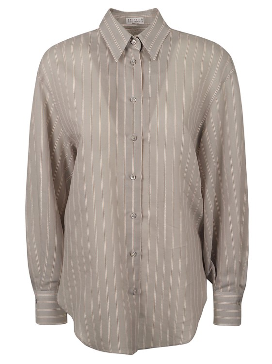 Brunello Cucinelli Light Grey Cotton-silk Blend Shirts