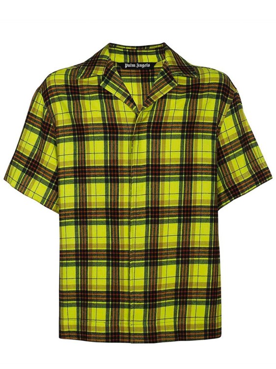 Palm Angels Plaid Flannel Shirt In Yellow