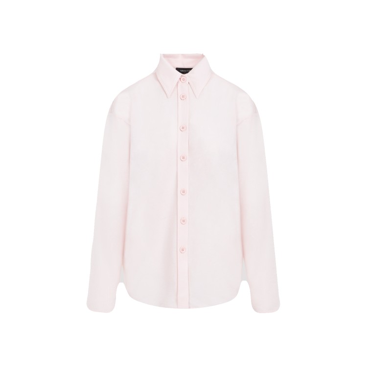 Shop Fabiana Filippi Pink Peony Cotton Shirt In White
