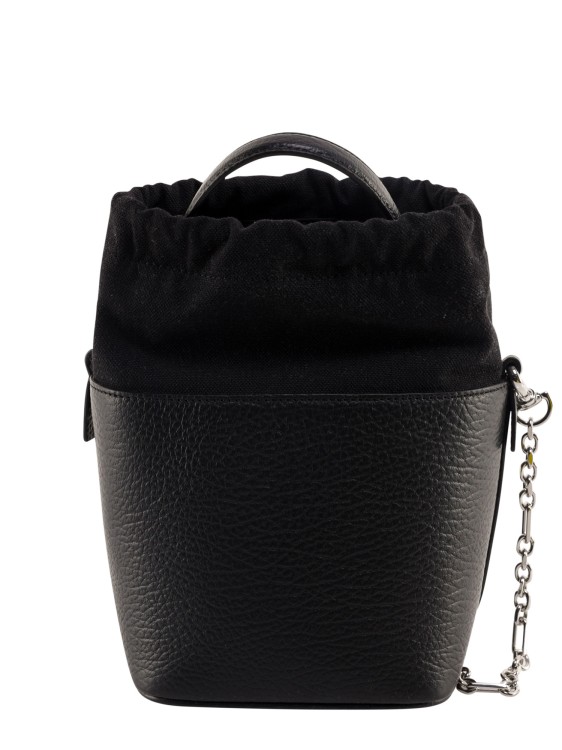 Shop Maison Margiela Leather Bucket Bag With Contrasting Patch In Black