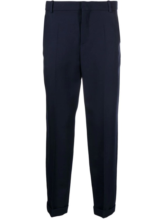 Shop Balmain Navy Blue Tailored Cut Pants In Black