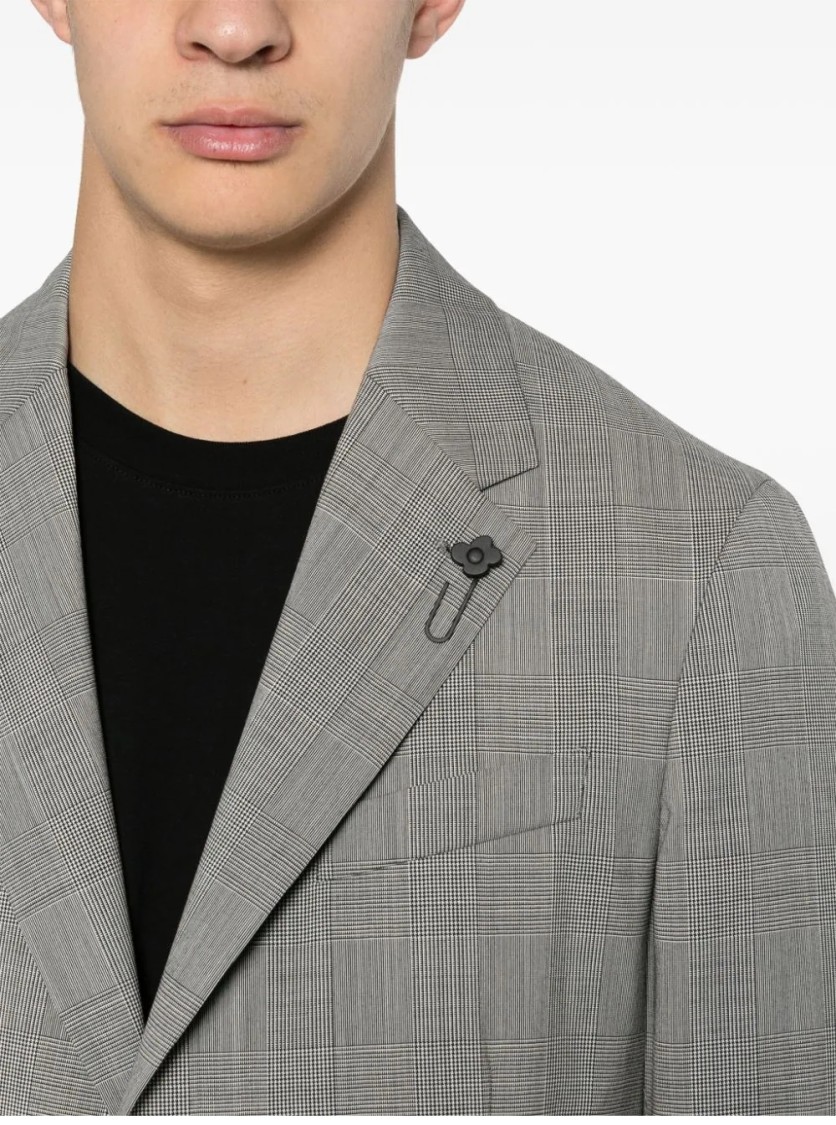 Lardini Prince-of-wales-check Wool Suit In Grey