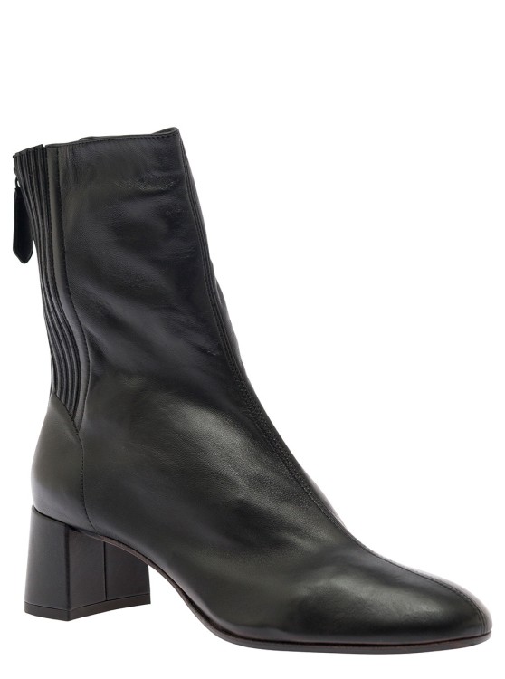 Shop Aquazzura Saint Honorè' Black Bootie With Block Heel In Smooth Leather