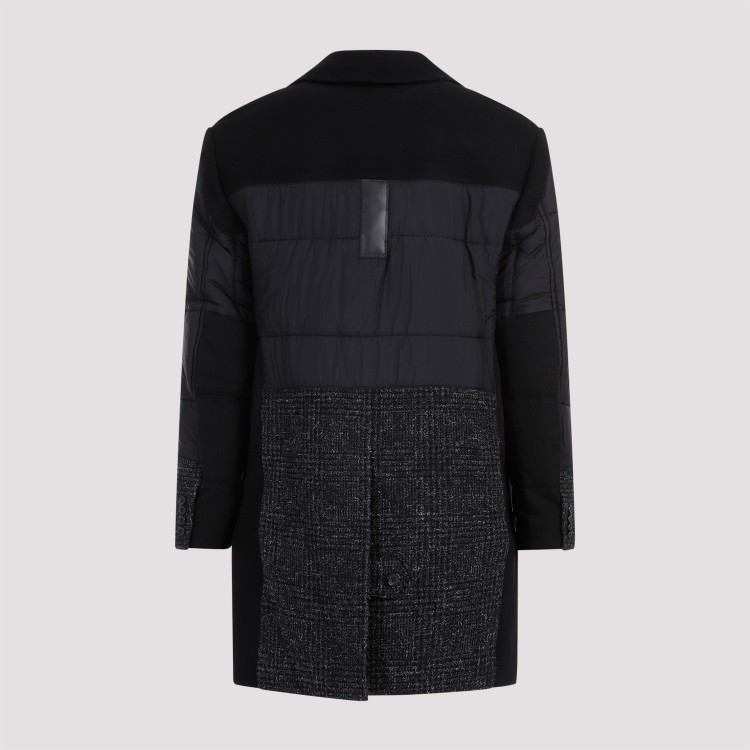 Shop Junya Watanabe Multipanel Wool Double Breast Coat In Black