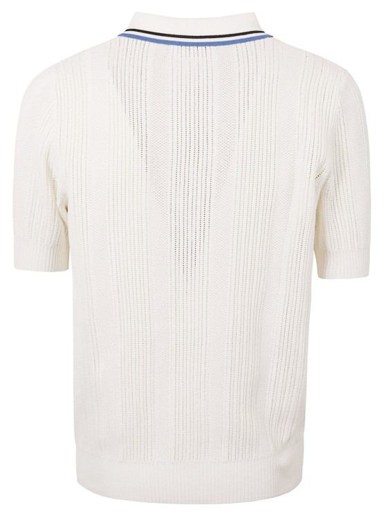 Shop Dsquared2 Cotton Blend Open Knit Polo Shirt In White
