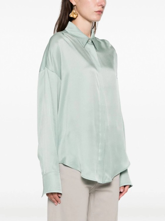 Shop Lorena Antoniazzi Green Drop Shoulder Shirt In White