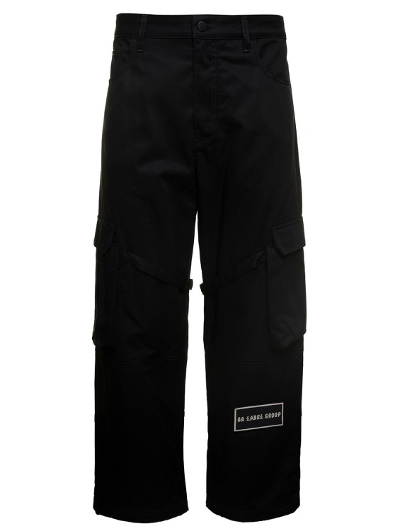 Shop 44 Label Group Helm' Black Cargo Pants With Logo Patch In Cotton