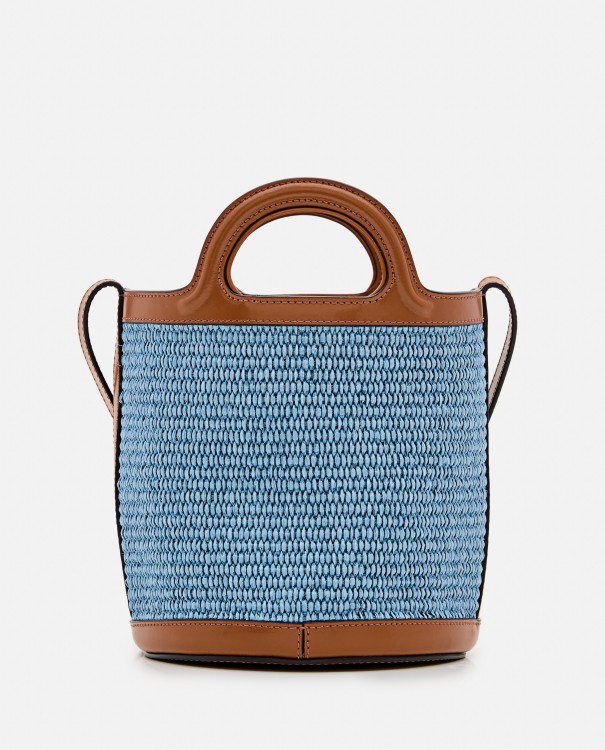 Shop Marni Micro Tropicalia Raffia Bucket Bag In Blue