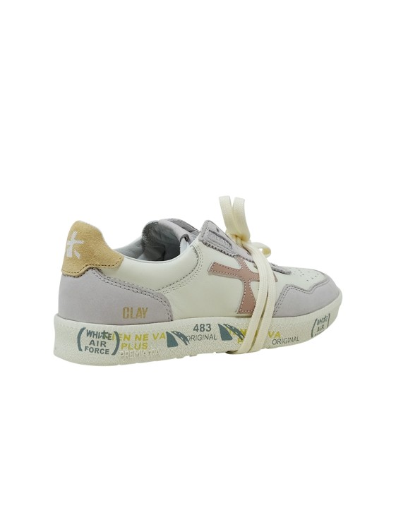 Shop Premiata Clayd Var White And Lilac Leather Sneakers