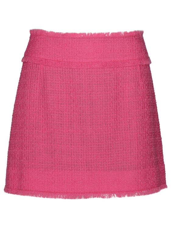 Shop Dolce & Gabbana Pink Tweed Mini Skirt In Burgundy