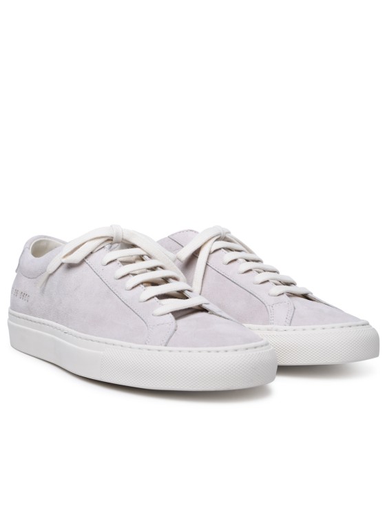 Shop Common Projects Contrast Achilles' Suede Nude Sneakers In Grey