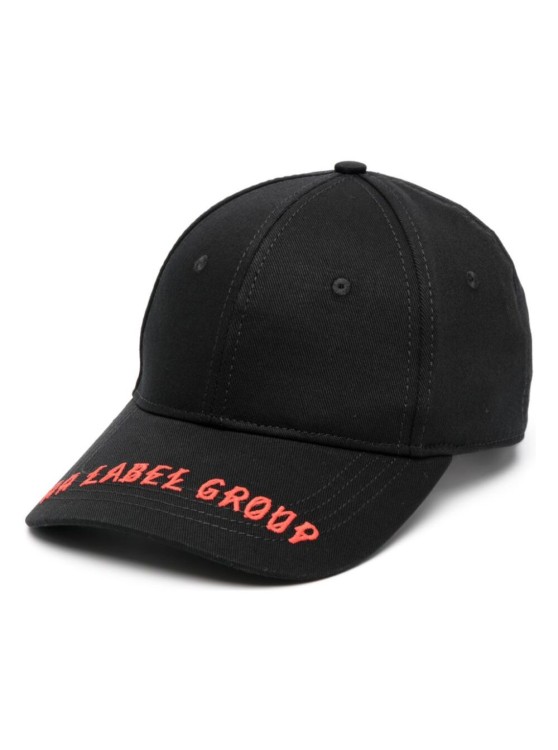 Shop 44 Label Group Black Baseball Cap With Contrasting Logo Embroidery In Cotton