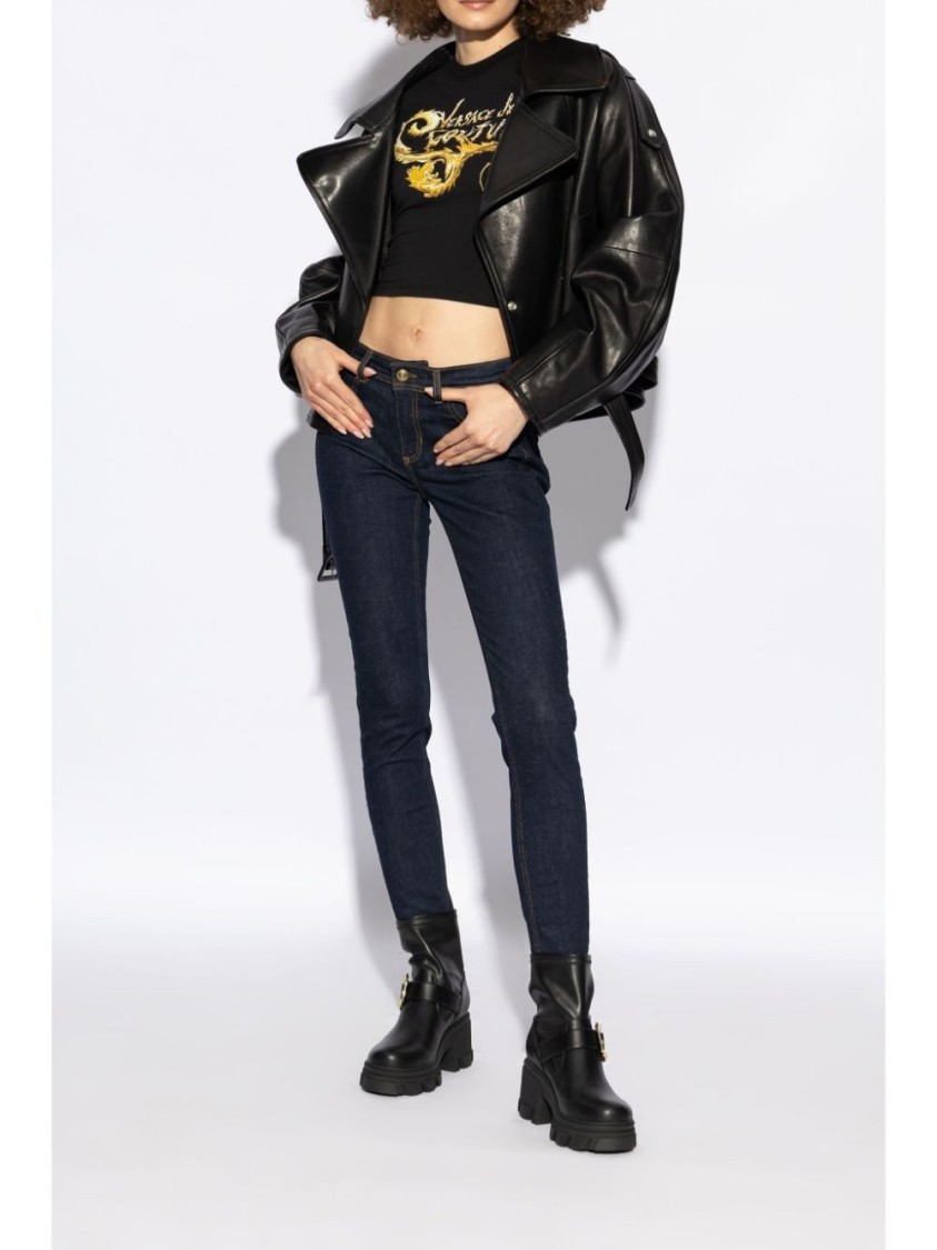 Versace Jeans Couture 'sophie' Block Heel Ankle Boots In Black