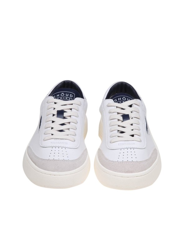 Shop Ghoud Lido Low Sneakers In White/blue Leather And Suede