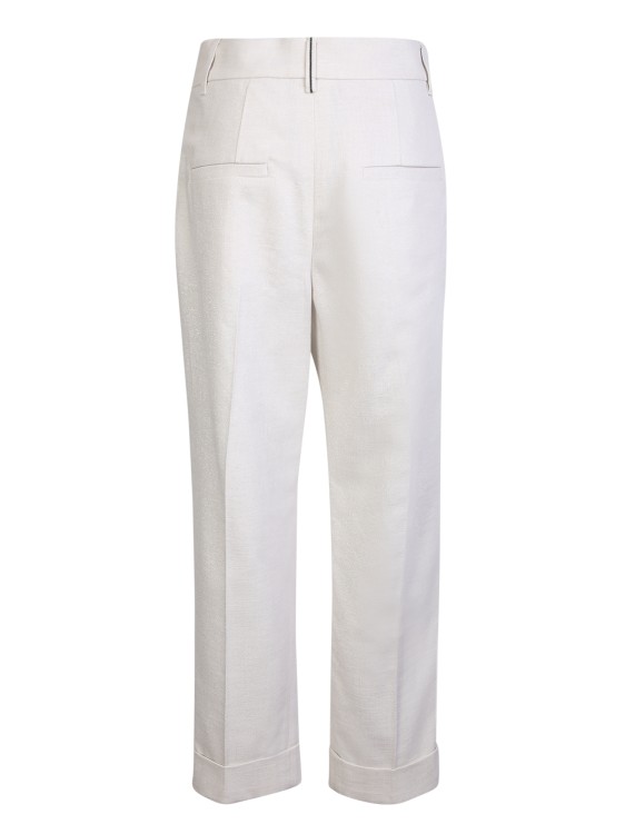 Shop Brunello Cucinelli White Twill Baggy Sartorial Trousers
