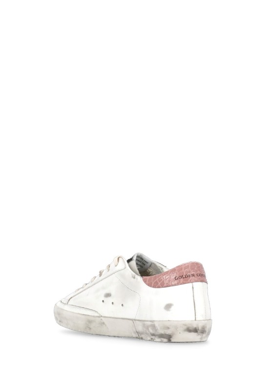 Golden Goose Super Star Leather Upper Glitter Star Cocco Printed Heel Shoes In White