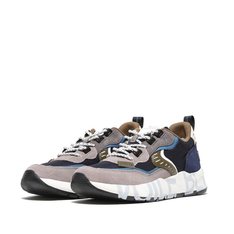 Shop Voile Blanche Club Sneakers In Blue Technical Fabric And Sand Suede In Multicolor