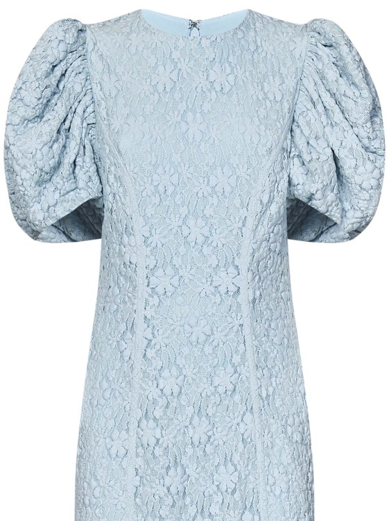 Shop Rotate Birger Christensen Sky-blue Stretch Floral Lace Fitted Midi Dress