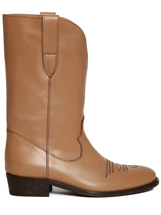 Via Roma 15 Beige Leather Ankle Boots In Brown