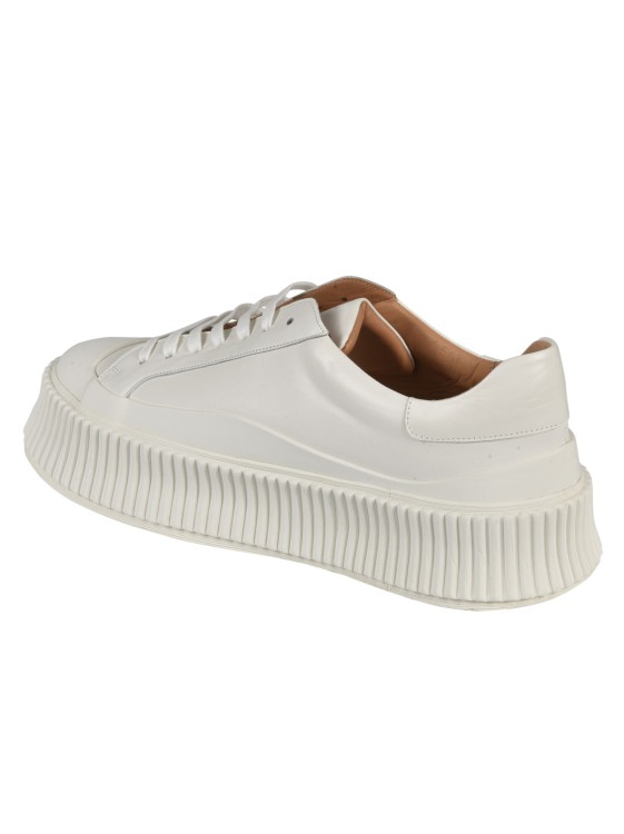 Shop Jil Sander Off-white Leather Sneakers