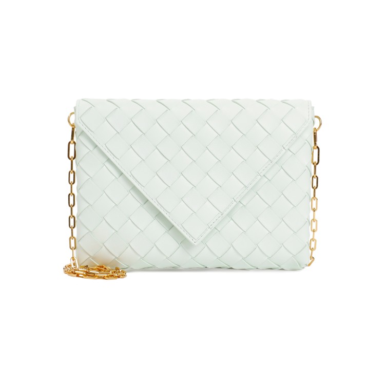 Shop Bottega Veneta Glacier Gold Origami Envelope Pouch On Chain In White