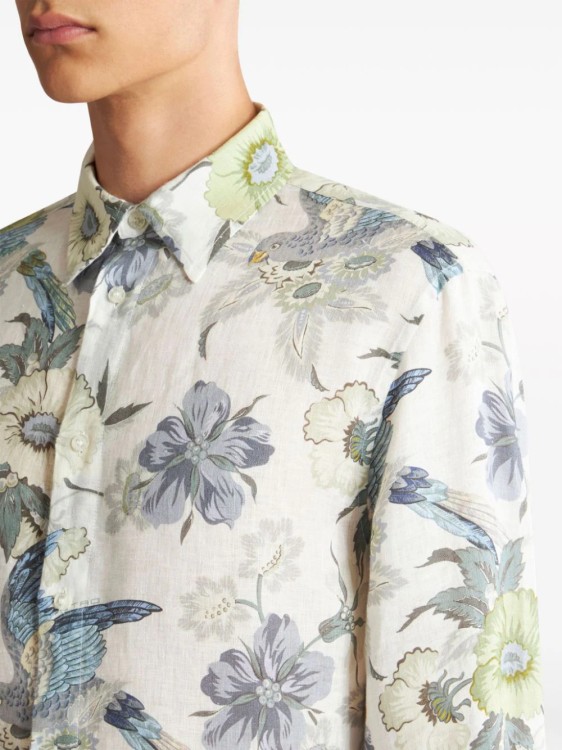 Shop Etro White Floral Print Shirt