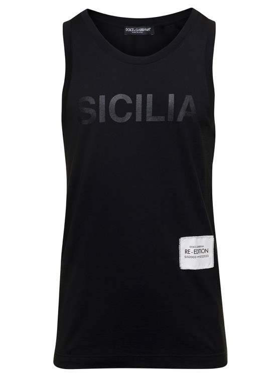 Shop Dolce & Gabbana Black Vest With Logo Patch And Print In Cotton