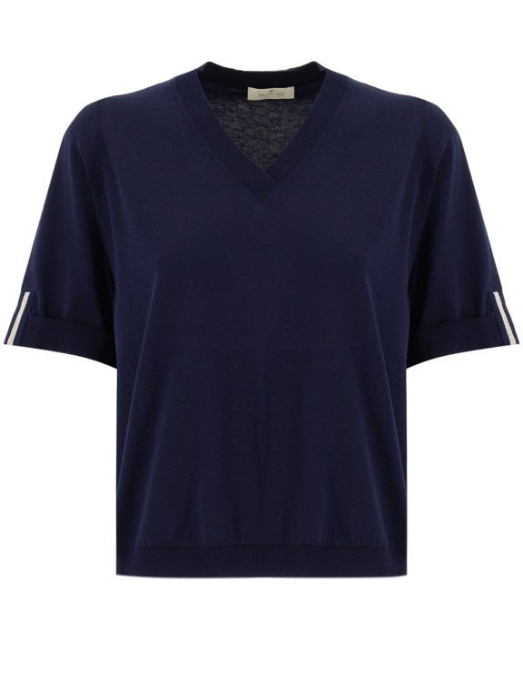 Panicale Navy Blue Cotton Knit T-shirt In Black