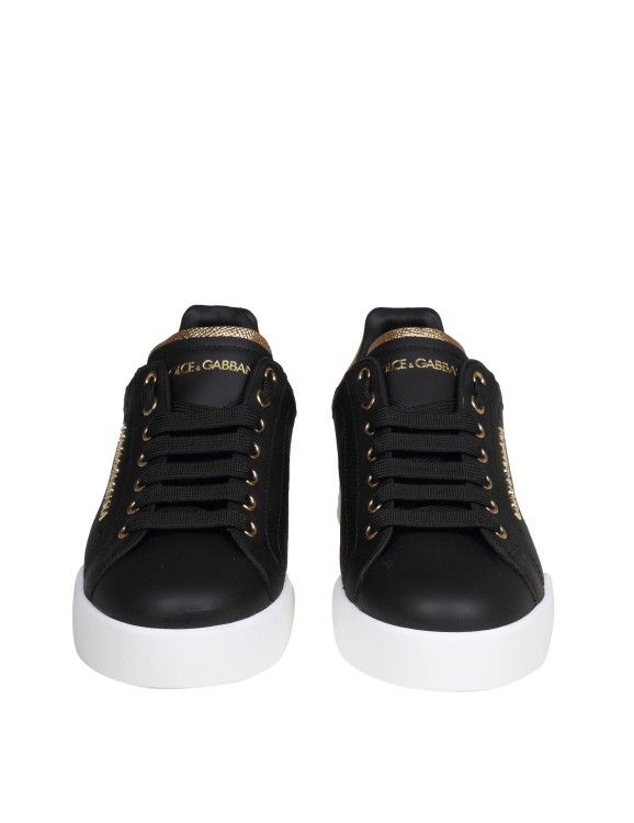 Shop Dolce & Gabbana Black Leather Portofino Sneakers