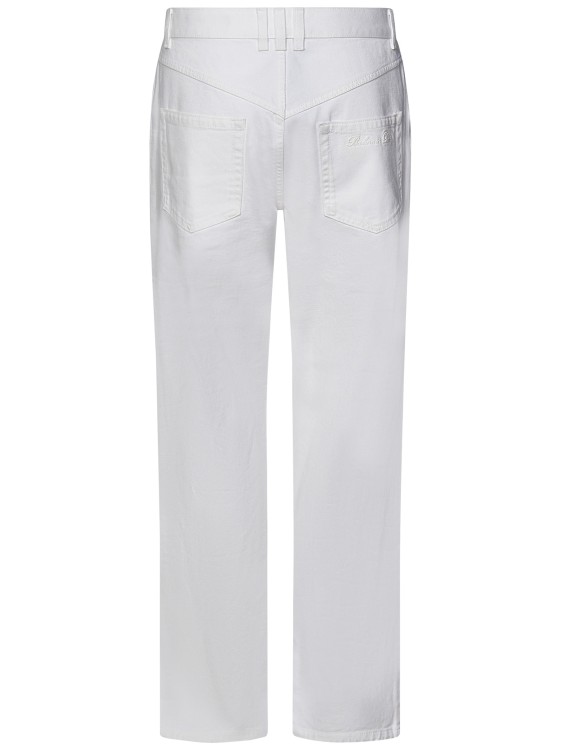 Shop Balmain Straight-leg Cut White Cotton Denim Jeans