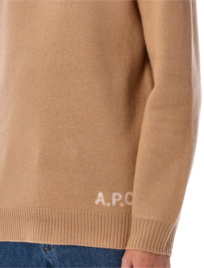 Apc Logo Wool Knit Turtleneck Sweater In Neutrals