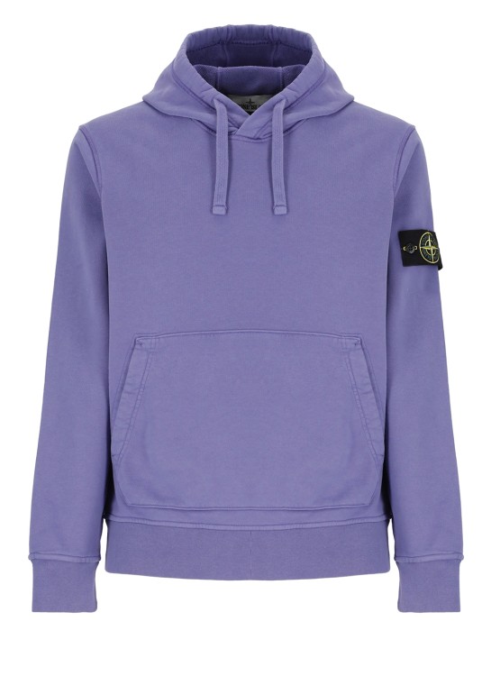 Shop Stone Island Cotton Hoodie In Purple