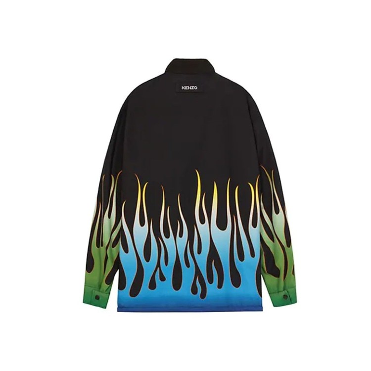 Shop Kenzo Flame Print Reversible Jacket In Multicolor
