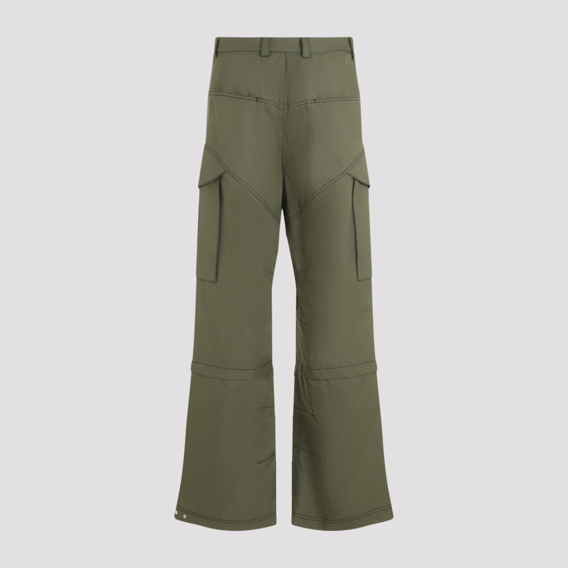 Shop Off-white Trendy Casual Trousers With Utility Pockets And Comfortable Fit In Green