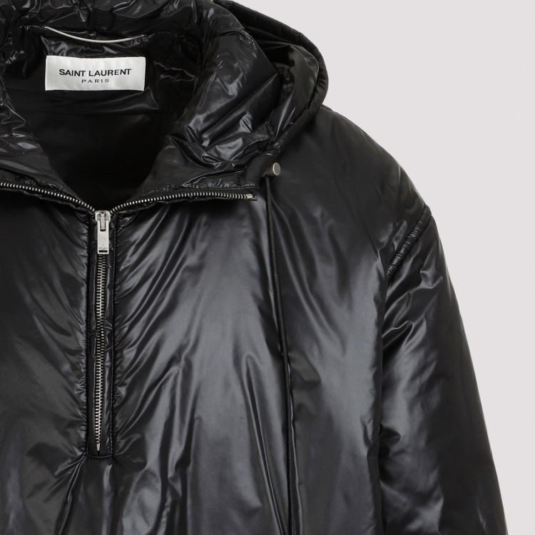 Saint Laurent Cassandre Oversized Hooded Coat In Black