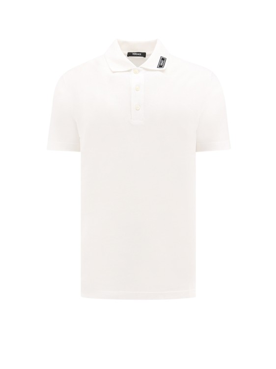 Versace Cotton Shirt Polo With Logoed Label In White