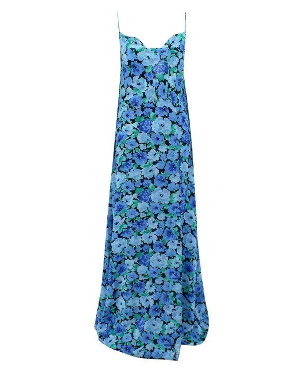 Shop Rotate Birger Christensen Recycled Material Long Dress In Blue