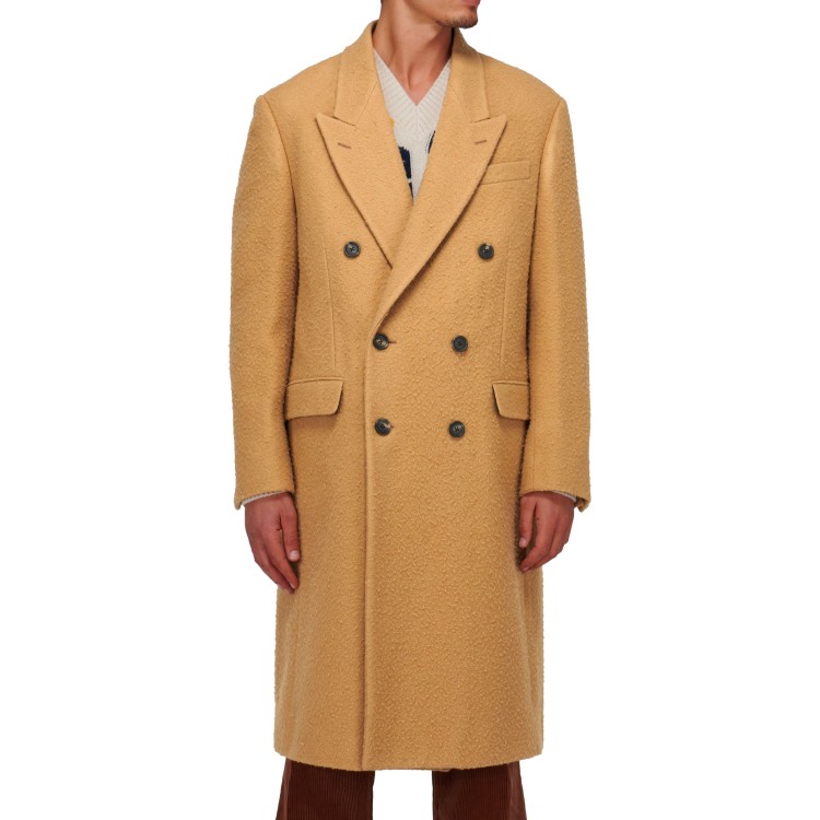 Shop Fendi Beige Wool Long Coat In Brown