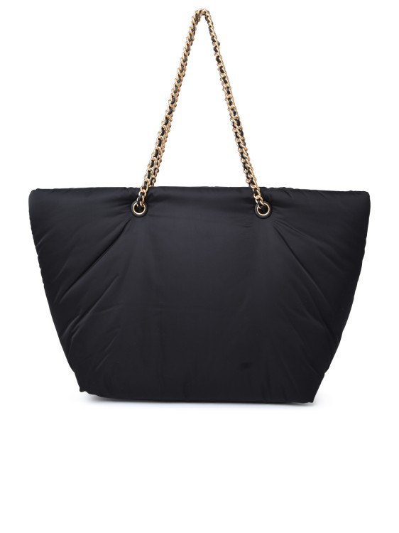 Shop Tory Burch Ella' Black Recycled Polyester Shopping Bag