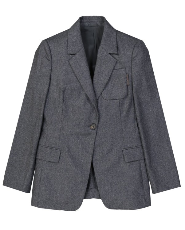 Shop Brunello Cucinelli Virgin Wool Blazer In Grey