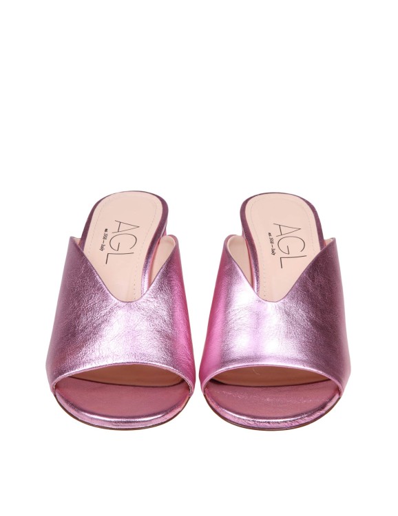 Shop Agl Attilio Giusti Leombruni Slides In Pink Metallic Leather
