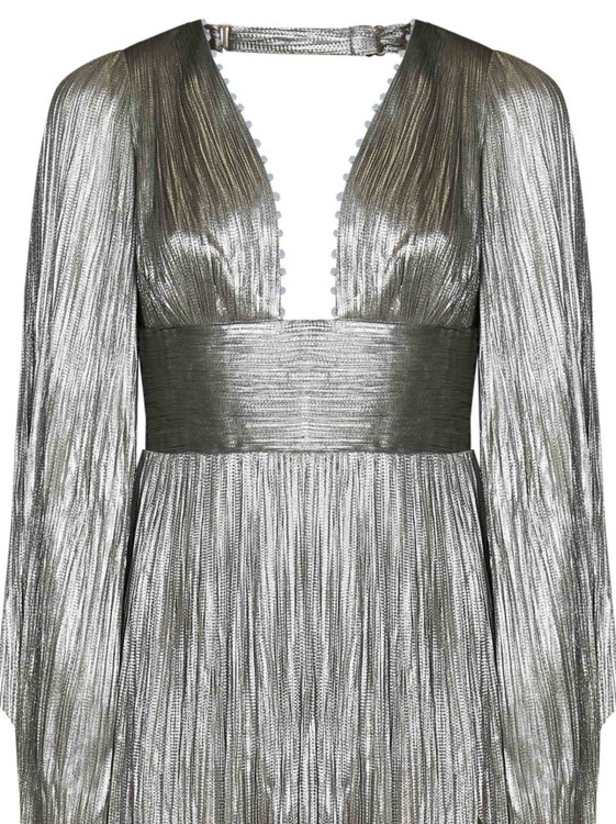 Shop Maria Lucia Hohan Gunmetal Metallic Silk Tulle Harlow Maxi Dress In Silver