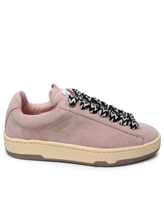 Shop Lanvin Pink Suede Sneakers
