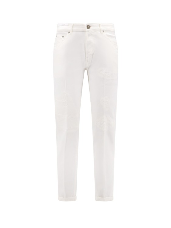 Shop Pt Torino Cotton Trouser With Ripped Effect In White