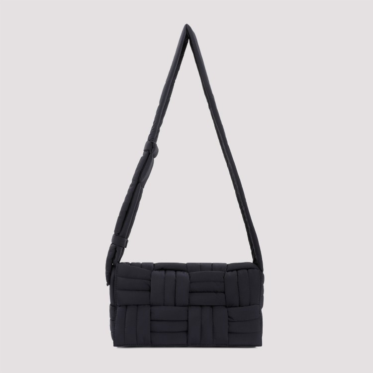 Shop Bottega Veneta Tech Cassette Stitch Black Polyamide Shoulder Bag