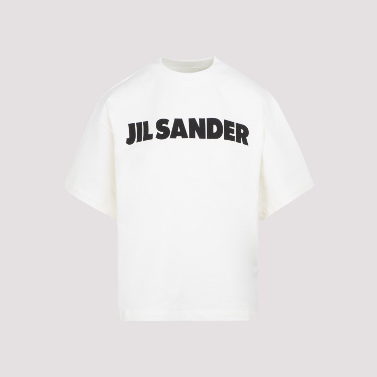 Shop Jil Sander Cream And Black Logo T-shirt In White